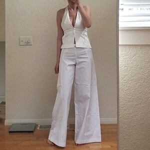 Zara Palazzo Wide White Pants